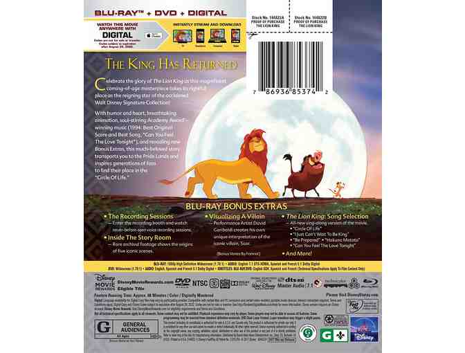 Disney's The Lion King, The Circle of Life Edition, Blu-Ray + DVD + Digital