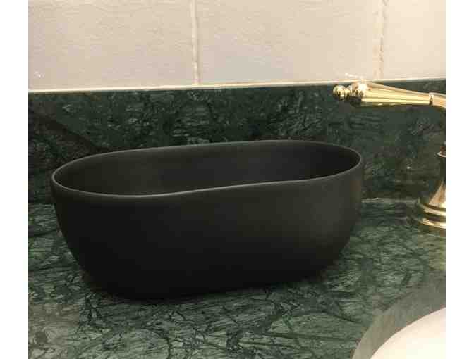 Large Black Ceramic Soap Dish from Italy by Alice Ceramica