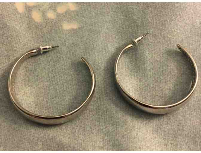 Silver 1-1/2-Inch Hoop Earrings for Pierced Ears
