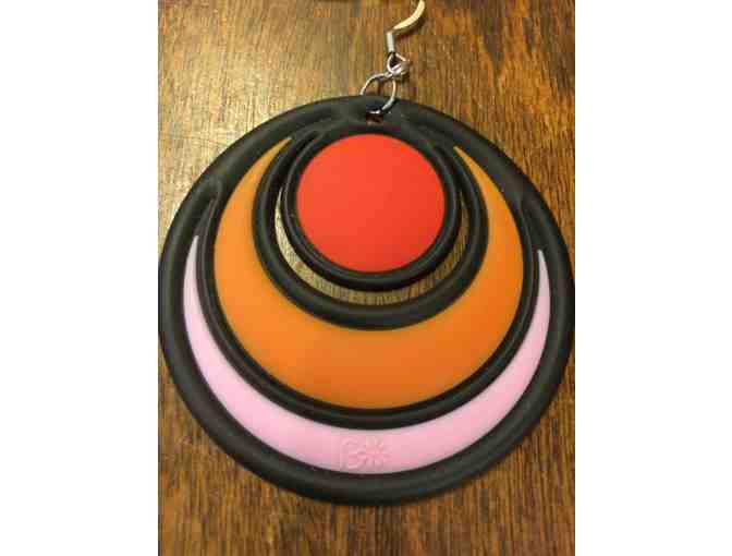 Batucada Dancing Circles Earrings in Pink, Orange and Red