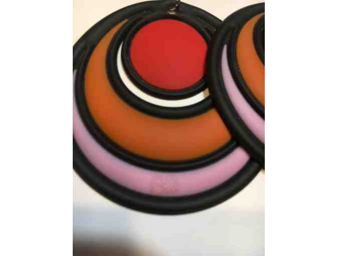 Batucada Dancing Circles Earrings in Pink, Orange and Red
