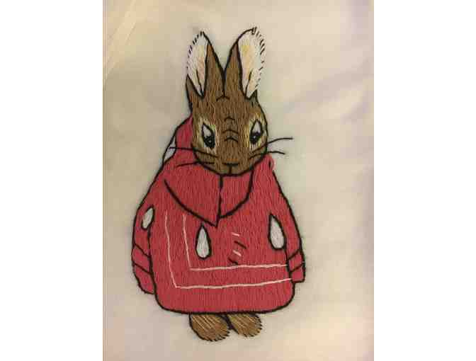 Hand-Embroidered in Vietnam -Peter Rabbit Baby Linens (Pillowcase andFlat Crib/Lap Sheet)
