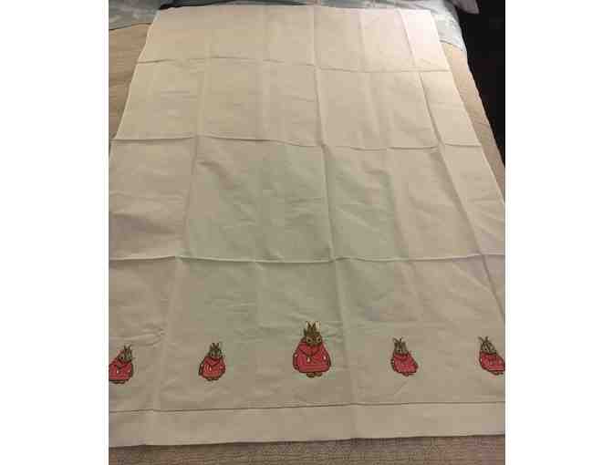 Hand-Embroidered in Vietnam -Peter Rabbit Baby Linens (Pillowcase andFlat Crib/Lap Sheet)