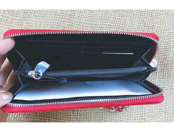 DKNY Heavy Nappa Leather Zip Clutch - Red