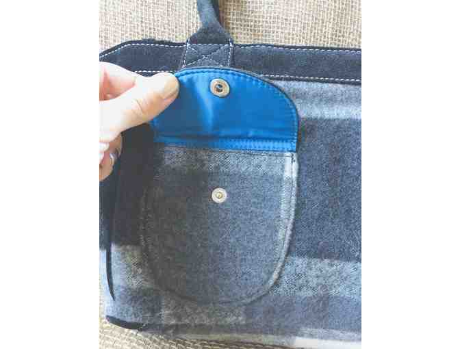 Black Plaid Lambswool and Leather Handbag