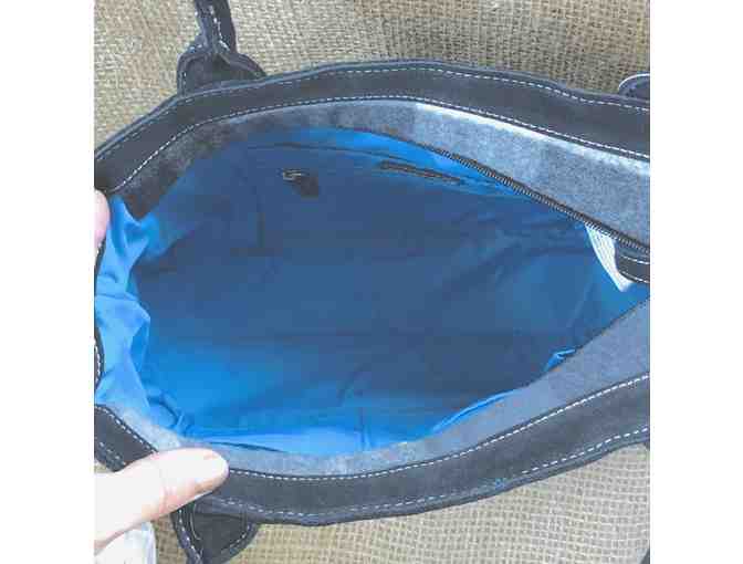 Black Plaid Lambswool and Leather Handbag