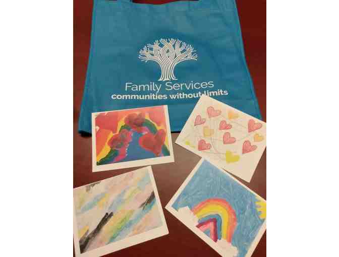 Notecards (12) and Family Services Totebag