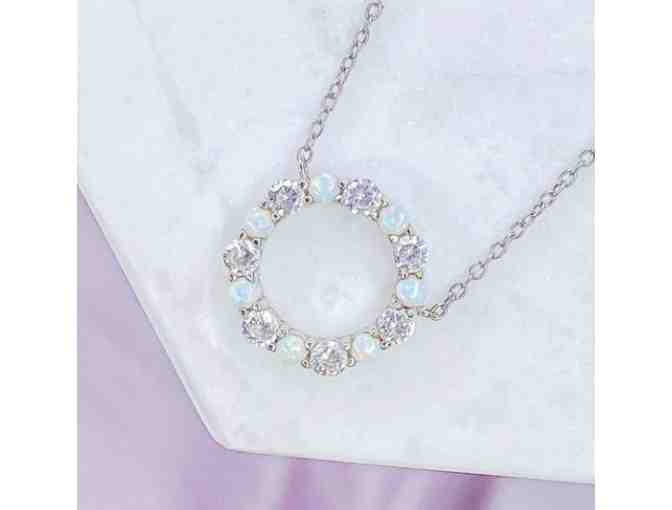 Necklace_ 'Infinity' Necklace in White Opal and Cubic Zirconia
