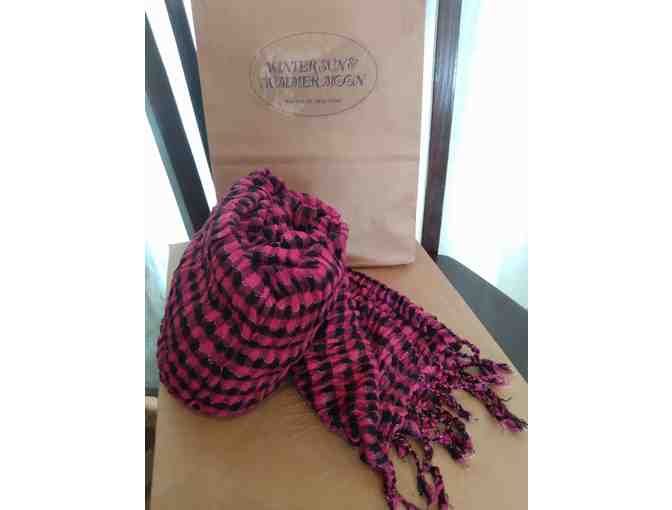 Scarf in Deep Pink, Black and Opalescent Metallic Thread -- from Winter Sun, Summer Moon