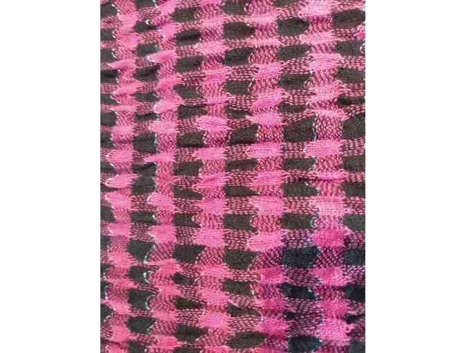 Scarf in Deep Pink, Black and Opalescent Metallic Thread -- from Winter Sun, Summer Moon