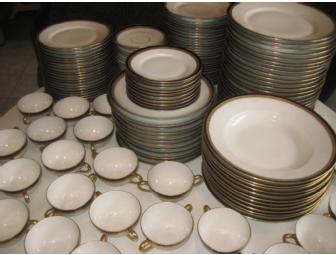 Rare Hutschenreuther Blue & Gold Magnificent Dinner Service for 12