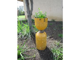 Yellow Metal Planter made by Summerfield High School Student
