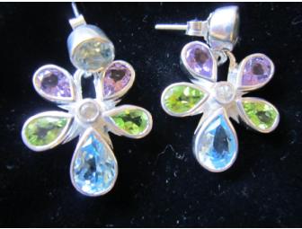 Genuine Blue Topaz, Peridot & Amethyst in Silver