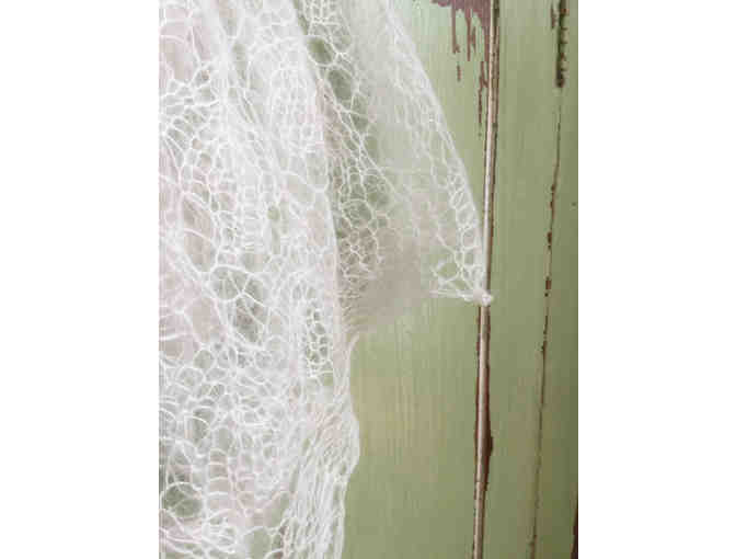 Hand Knit White Shawl by Skeydrit Baehr