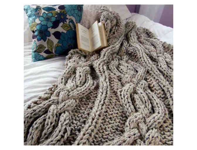 Cozy Fog Valley Crush Package ~ Hand-Knit Cable Throw, Fog Valley Crush book and wine!