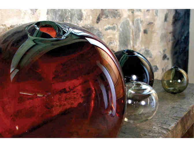 Organic Hand Blown Glass 12' Red Float Vessel by SkLo Studio