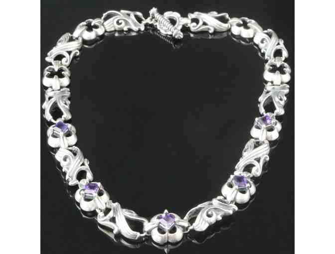 Carl Priolo California Designer Sterling Silver & Amethyst Tuscany Estate Necklace