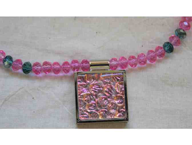 Ubuntu Pink and Pale Blue Beaded Necklace with Pendant