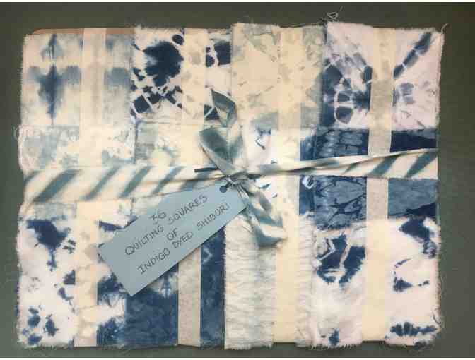 36 Quilting Squares of Indigo Dyed Shibori by Summerfield Handwork teacher, Lisa Wilde - Photo 1