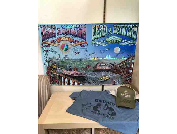 Dead and Company signed poster, with Summerfield t-shirt and hat signed by Mickey Hart