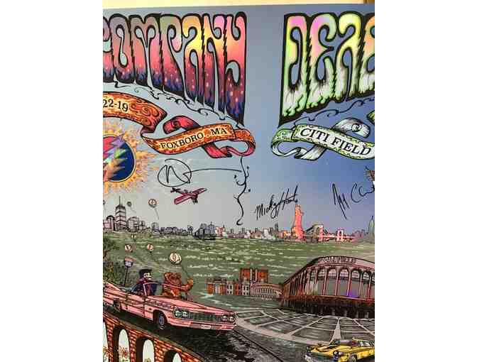 Dead and Company signed poster, with Summerfield t-shirt and hat signed by Mickey Hart