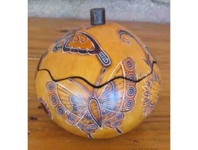 Hand Carved and Decorated Peruvian Gourd Box
