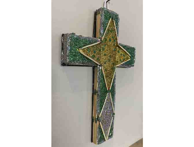 Green Glitter Cross by L.W. Crawford