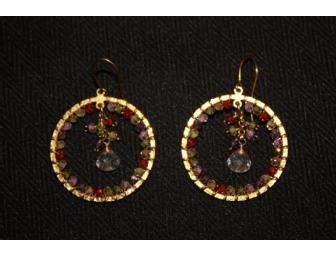 Gold Gem Stone Hoop Earrings