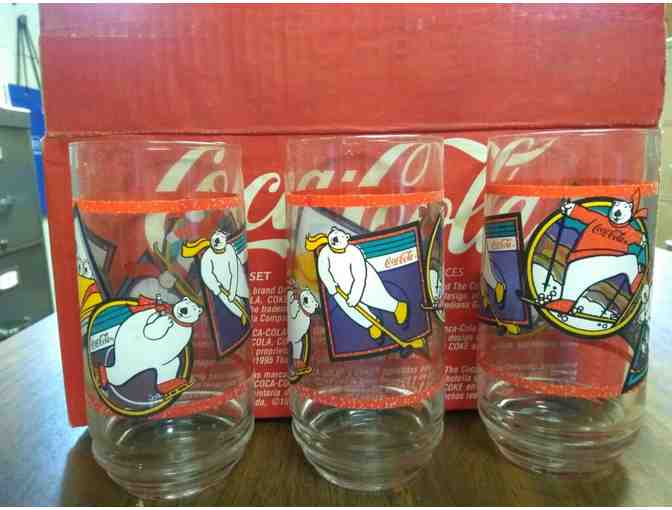 1995 Coca-Cola Christmas Glasses Donated by McKinney Insurance