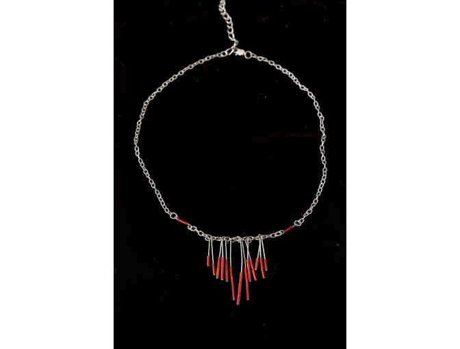 Karenna Maraj - A Handcrafted Necklace with Red Bugle Beads