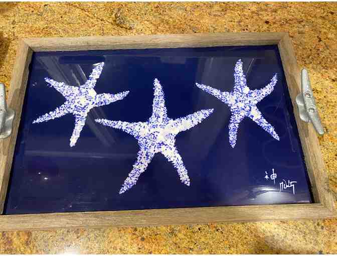Fishaye Trading Company - Starfish Design driftwood tray with cleat handles