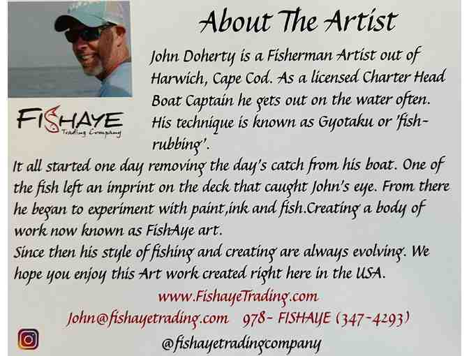 Night Octopus' Gyotaku Art in White Frame