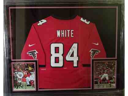 Framed Roddy White Autographed Falcons Jersey