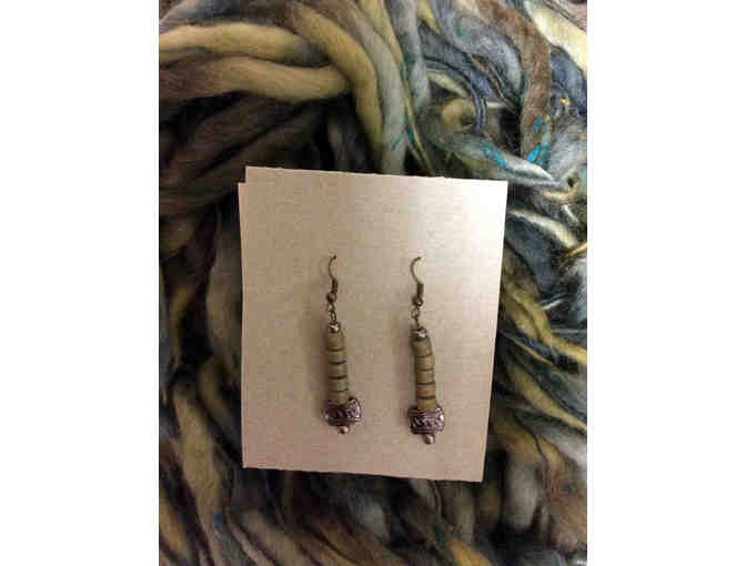 Wool Infinity Scarf with Earrings  by Kathleen Rulka - Egnace' Ceramic and Glass Studio