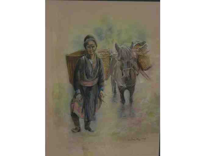 'The Traveler' framed 24' x 30' pastel by Halinka Luangpraseut