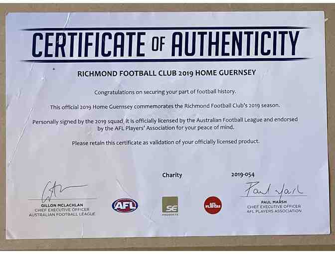 Richmond Football Club 2019 Premiers Home Guernsey - Framed Signed
