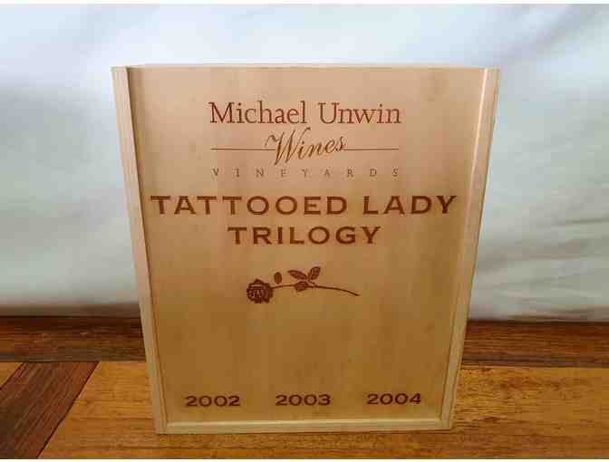 Michael Unwin Wines Tattooed Lady Shiraz Trilogy from 2002, 03 and 04.