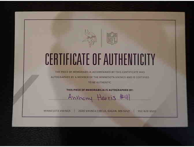 Anthony Harris signed NFL Silver Series Vikings Logo Football