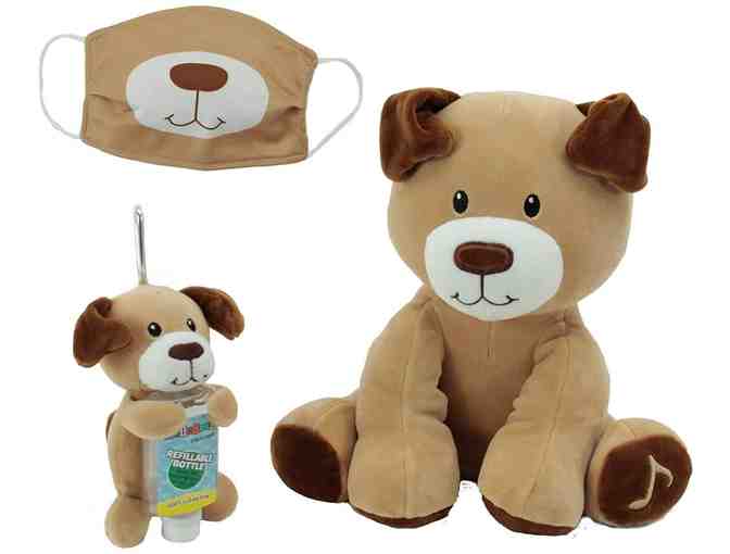 WelloBeez Stuffed Dog, Face Mask, Hand Sanitizer Key Chain and Activity Book