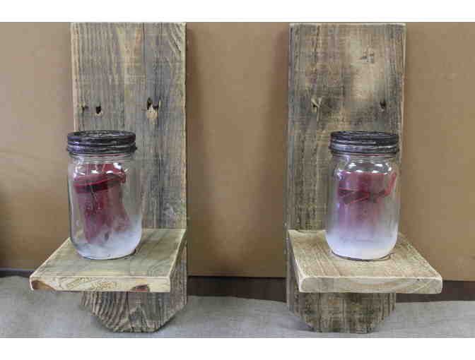 Handmade Wooden Candle Holders with Candles
