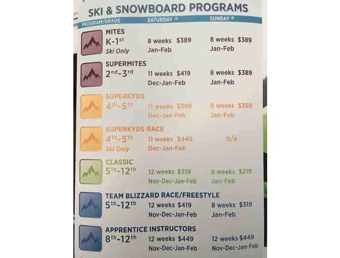 Blizzard Ski & Snowboard School, Registration for Classic Program Membership