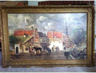 Original Oil Painting: T Sandberg, Cityscape, Europe