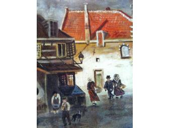 Original Oil Painting: T Sandberg, Cityscape, Europe