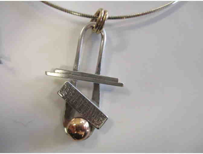 Mixed Metal Hand Forged Pendant and Earrings