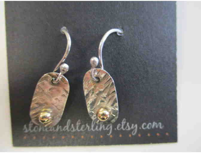 Mixed Metal Hand Forged Pendant and Earrings