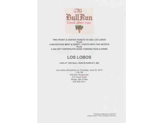 Two Front Row Tickets to see Los Lobos at the Bull Run in June