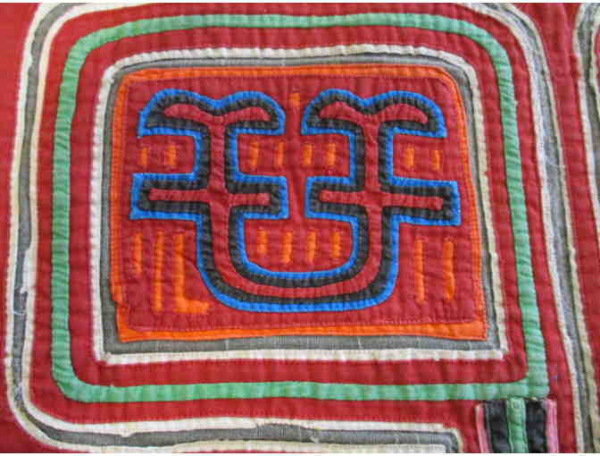 Red Background Mola Embroidery