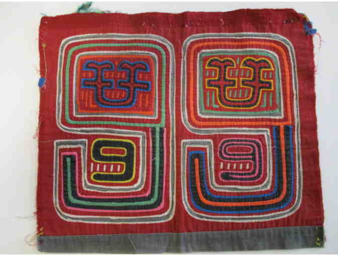 Red Background Mola Embroidery