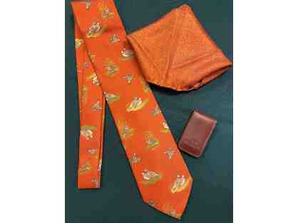 Quail Tie, Silk and Money Clip donated by King Ranch