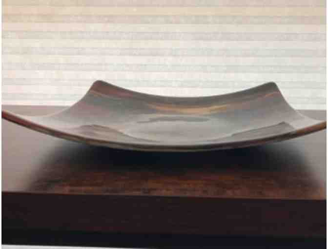 Bee and Thistle Petrified Wood Pattern Glass Platter